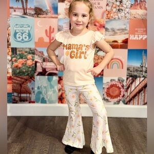 Mama's Girl Peach Ruffle Sleeve Kids Matching Set